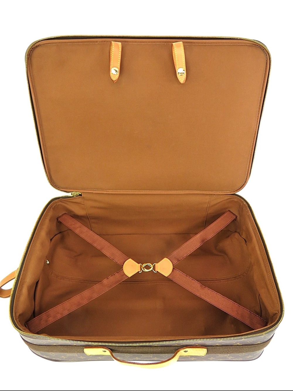 Louis Vuitton Brown Monogram Carry-On Suitcase with Leather Trim - Picture 14 of 16